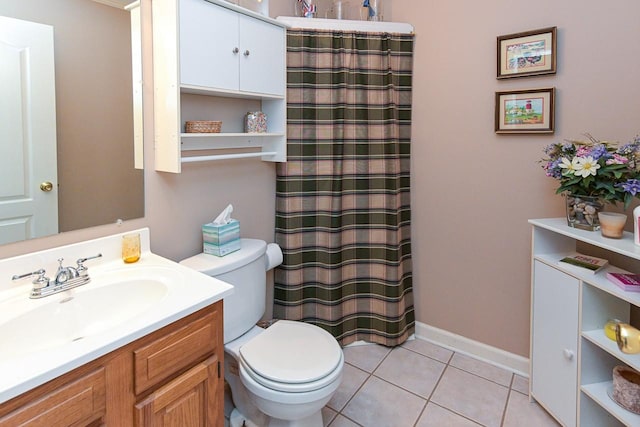 1130 Horse Mountain Rd Unit E, Shelbyville, TN 37160 - bathroom with toilet, vanity, tile patterned flooring, and a shower with shower curtain