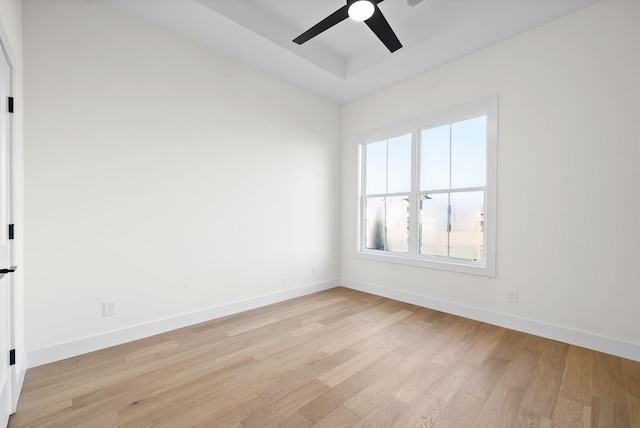 24 Fawn Mdws, Clarksville, TN 37043 - unfurnished room with light wood-type flooring, ceiling fan, baseboards, and a tray ceiling