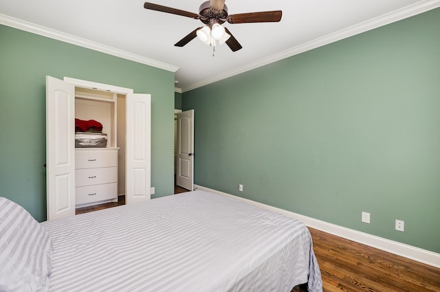 4423 Garcia Blvd, Murfreesboro, TN 37128 - bedroom with ornamental molding, wood finished floors, baseboards, and ceiling fan