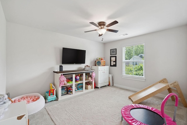9420 Kaplan Ave, Brentwood, TN 37027 - recreation room with carpet floors, a ceiling fan, and baseboards
