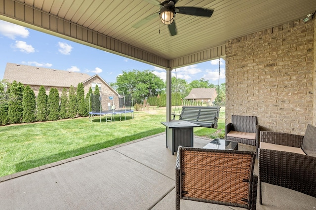 2520 Pebblecreek Ln, Murfreesboro, TN 37130 - view of patio featuring a trampoline, ceiling fan, and an outdoor hangout area