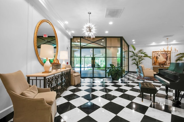 4215 Harding Pike Unit 610, Nashville, TN 37205 - lobby featuring ornamental molding, a wall of windows, and recessed lighting