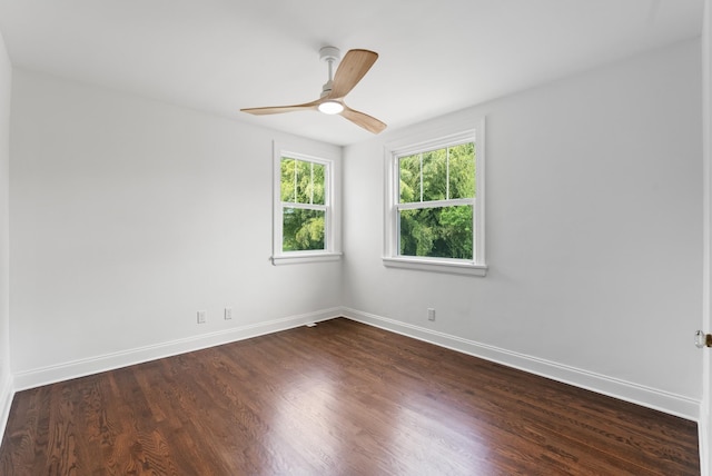 1305 Riverwood Dr, Nashville, TN 37216 - unfurnished room featuring dark wood-style floors, a ceiling fan, and baseboards