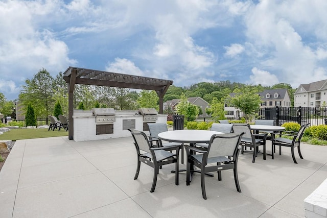 1901 Shadow Green Dr Unit 303, Franklin, TN 37064 - view of patio featuring outdoor dining space, a pergola, and a residential view