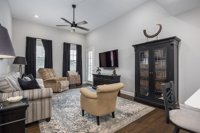 1901 Shadow Green Dr Unit 303, Franklin, TN 37064 - living area featuring wood finished floors, ceiling fan, baseboards, and recessed lighting