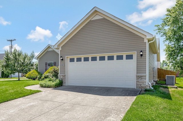 6001 Ten Bears Way, Spring Hill, TN 37174 - view of front of property with stone siding, cooling unit, and concrete driveway