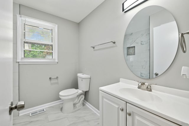 120 Johns St, La Vergne, TN 37086 - full bath with marble finish flooring, toilet, vanity, baseboards, and a shower