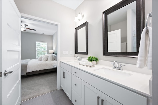 3023 Moultrie Cir, Franklin, TN 37064 - bathroom featuring double vanity, ensuite bathroom, and ceiling fan