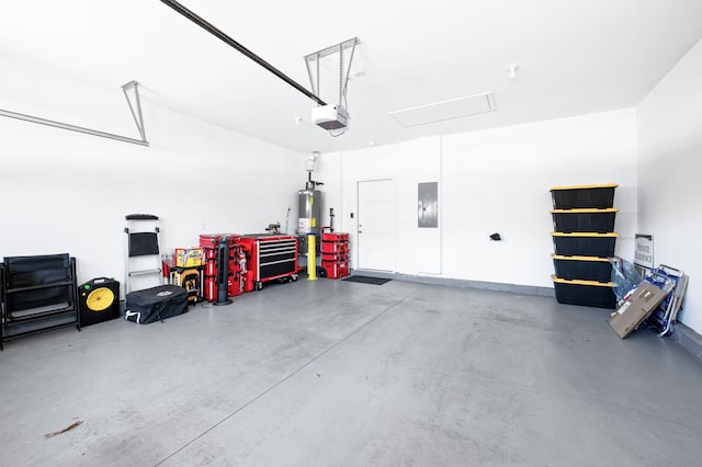 3023 Moultrie Cir, Franklin, TN 37064 - garage with electric panel, gas water heater, and a garage door opener