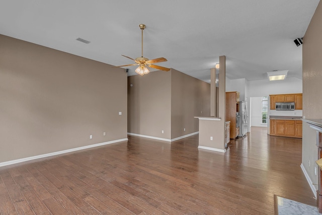 2240 Joann Dr, Spring Hill, TN 37174 - unfurnished living room with a ceiling fan, wood finished floors, and baseboards
