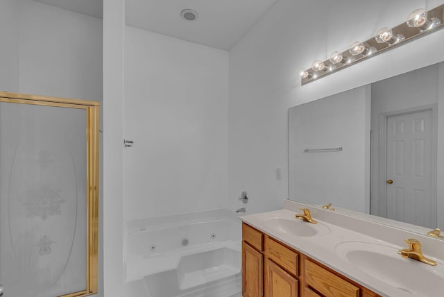 2240 Joann Dr, Spring Hill, TN 37174 - full bath featuring a jetted tub, double vanity, and a shower stall