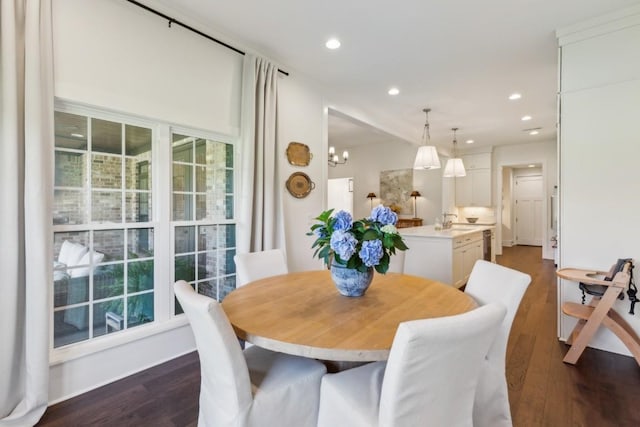 4034 Merryman Ln, Murfreesboro, TN 37127 - dining area with dark wood-type flooring, recessed lighting, and a chandelier