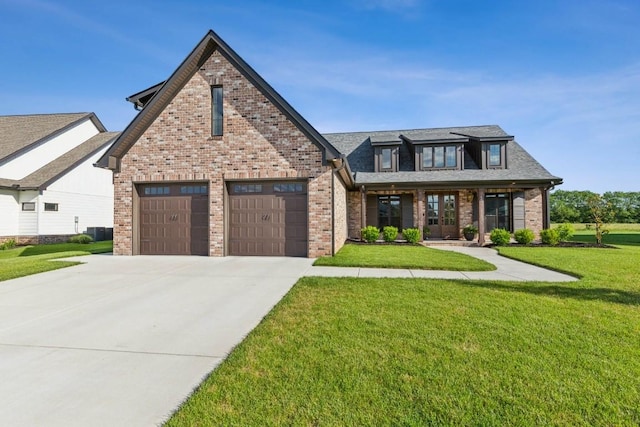 4034 Merryman Ln, Murfreesboro, TN 37127 - view of front facade featuring concrete driveway, a front lawn, brick siding, and central air condition unit