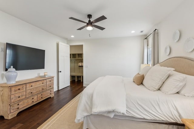 4034 Merryman Ln, Murfreesboro, TN 37127 - bedroom featuring wood finished floors, recessed lighting, a spacious closet, and a ceiling fan