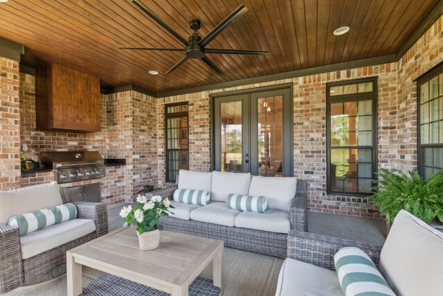 4034 Merryman Ln, Murfreesboro, TN 37127 - view of patio featuring french doors, an outdoor hangout area, and ceiling fan