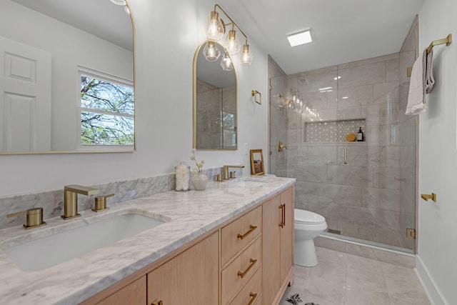 41 Trice Rd, Lebanon, TN 37087 - full bath with a shower stall, double vanity, toilet, and tile patterned flooring