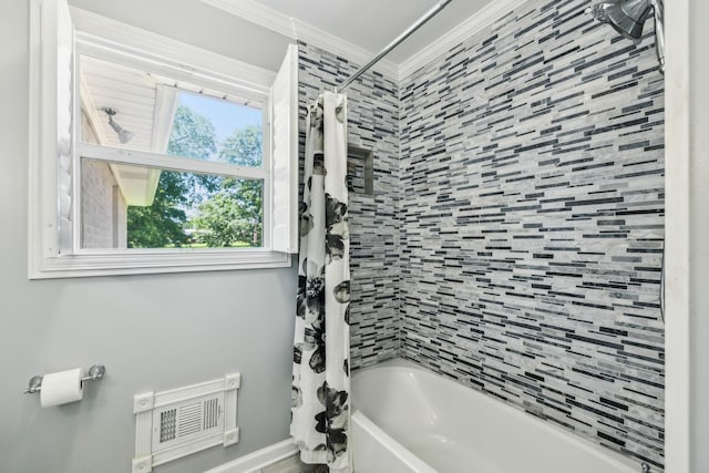 101 Townview Dr, Smyrna, TN 37167 - bathroom featuring ornamental molding, shower / bath combo, and baseboards