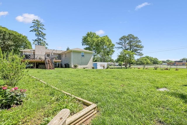 101 Townview Dr, Smyrna, TN 37167 - view of yard with stairs and a wooden deck