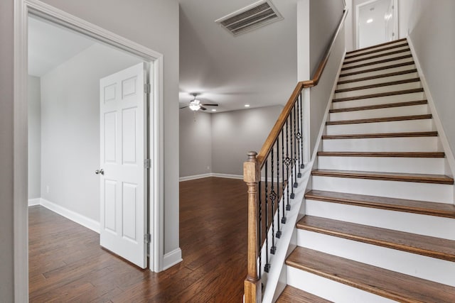 369 Carriage House Ln Unit L509, Hendersonville, TN 37075 - stairway with hardwood / wood-style floors, baseboards, ceiling fan, and recessed lighting