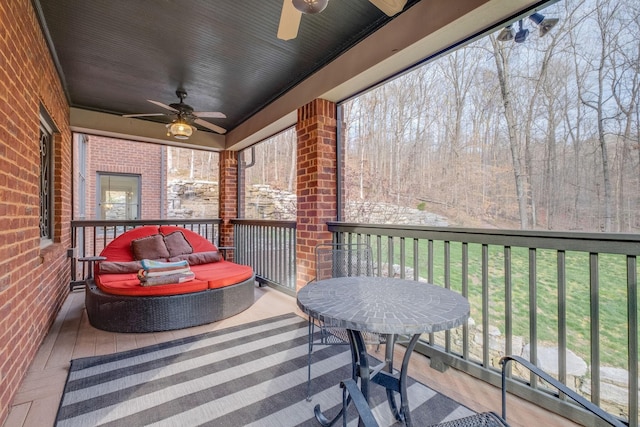 1120 Natchez Valley Ln, Franklin, TN 37064 - balcony with ceiling fan and an outdoor hangout area
