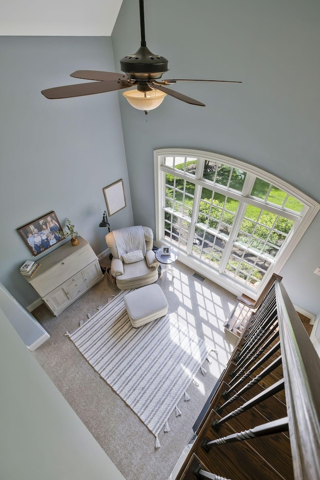 1120 Natchez Valley Ln, Franklin, TN 37064 - living area with carpet floors and a ceiling fan
