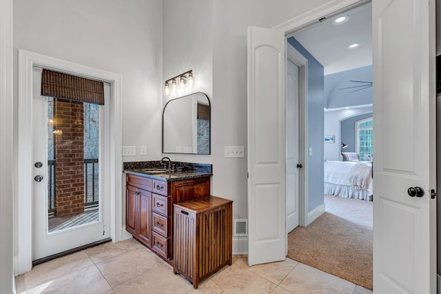1120 Natchez Valley Ln, Franklin, TN 37064 - ensuite bathroom with vanity, tile patterned flooring, and recessed lighting