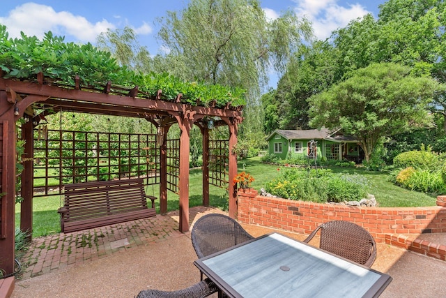 906 Knight Cir, Murfreesboro, TN 37129 - view of patio / terrace featuring a pergola, outdoor dining space, and an outbuilding