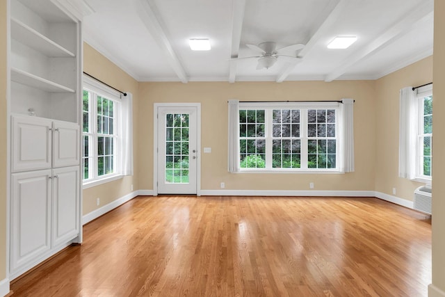 906 Knight Cir, Murfreesboro, TN 37129 - unfurnished room with light wood finished floors, healthy amount of natural light, beamed ceiling, a ceiling fan, and baseboards