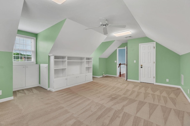 906 Knight Cir, Murfreesboro, TN 37129 - bonus room featuring light colored carpet, vaulted ceiling, a ceiling fan, and baseboards