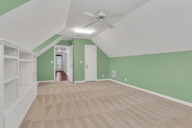 906 Knight Cir, Murfreesboro, TN 37129 - additional living space with ceiling fan, carpet flooring, vaulted ceiling, and baseboards