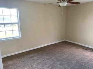 924 Linda Dr, Oak Grove, KY 42262 - spare room featuring ceiling fan, carpet flooring, and baseboards