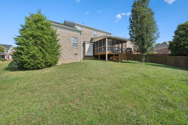 1120 Banbury Ln, Brentwood, TN 37027 - rear view of house featuring a sunroom, stairs, and brick siding