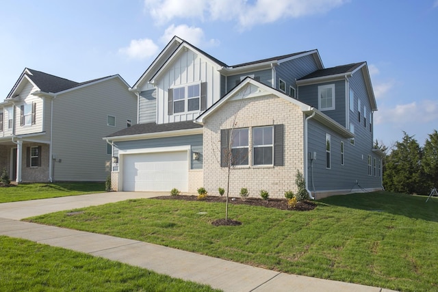 118 W Cassa Way, Mount Juliet, TN 37122 - craftsman inspired home with board and batten siding, driveway, a garage, a front yard, and brick siding