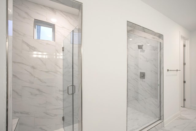 118 W Cassa Way, Mount Juliet, TN 37122 - full bath featuring marble look tile flooring, a marble finish shower, and baseboards