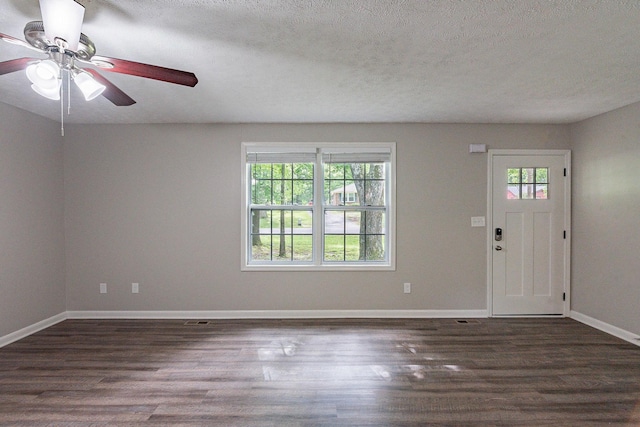 104 Evanmeade Dr, Smyrna, TN 37167 - entryway with ceiling fan, dark wood-type flooring, baseboards, and a textured ceiling