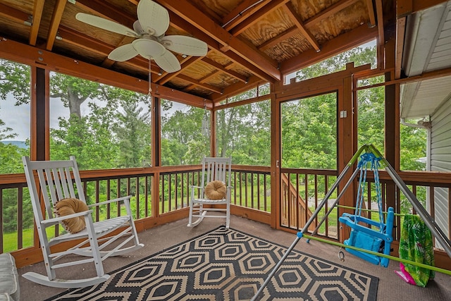 24 Hillcrest Dr, Sparta, TN 38583 - unfurnished sunroom featuring ceiling fan