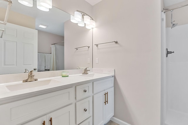 24 Hillcrest Dr, Sparta, TN 38583 - full bathroom featuring double vanity, a shower with curtain, and baseboards