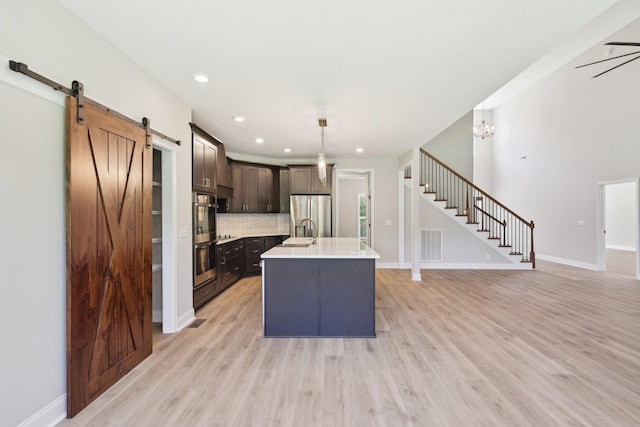 1373 Southside Rd, Southside, TN 37171 - kitchen with appliances with stainless steel finishes, light countertops, dark brown cabinets, a sink, and decorative backsplash