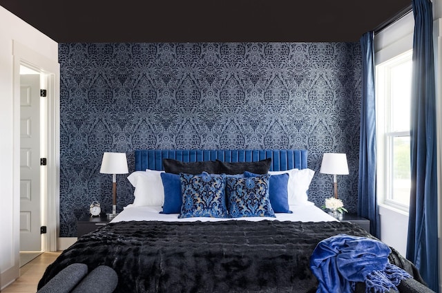 326A E Trinity Ln, Nashville, TN 37207 - bedroom featuring wallpapered walls and wood finished floors