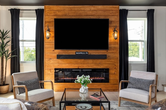 326A E Trinity Ln, Nashville, TN 37207 - living room featuring a glass covered fireplace and wood finished floors