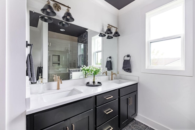 326A E Trinity Ln, Nashville, TN 37207 - bathroom featuring double vanity and a shower stall