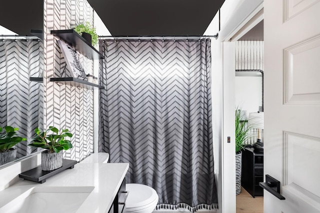 326A E Trinity Ln, Nashville, TN 37207 - bathroom featuring vanity, toilet, and a shower with shower curtain