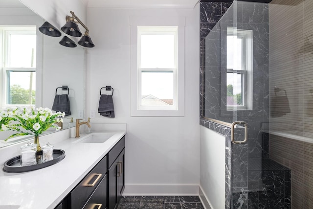 326A E Trinity Ln, Nashville, TN 37207 - full bath with double vanity, baseboards, and a marble finish shower