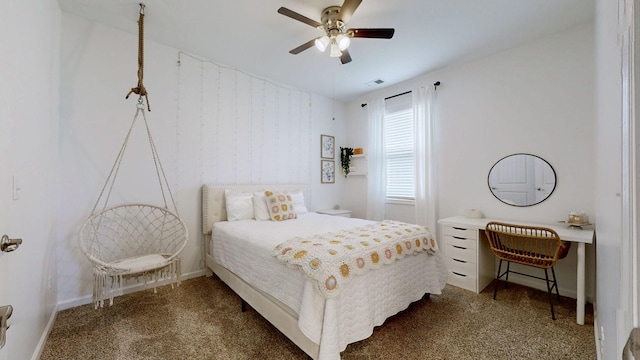 6614 Floral Ct, Murfreesboro, TN 37128 - bedroom featuring baseboards, ceiling fan, an office area, and carpet
