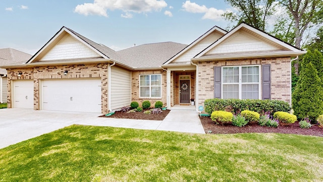 6614 Floral Ct, Murfreesboro, TN 37128 - view of front of home featuring an attached garage, driveway, a front lawn, and brick siding