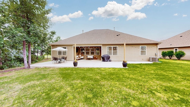 6614 Floral Ct, Murfreesboro, TN 37128 - rear view of house with a patio area, a yard, and central AC