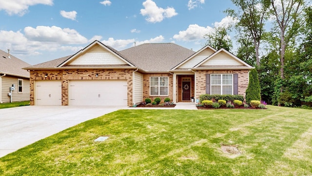 6614 Floral Ct, Murfreesboro, TN 37128 - view of front of property with brick siding, an attached garage, concrete driveway, and a front lawn