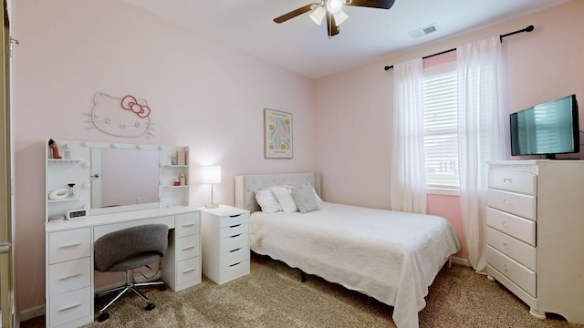 6614 Floral Ct, Murfreesboro, TN 37128 - bedroom with light colored carpet, a ceiling fan, and an office area