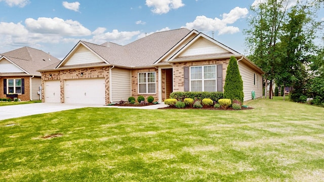 6614 Floral Ct, Murfreesboro, TN 37128 - view of front of home featuring brick siding, an attached garage, driveway, and a front lawn
