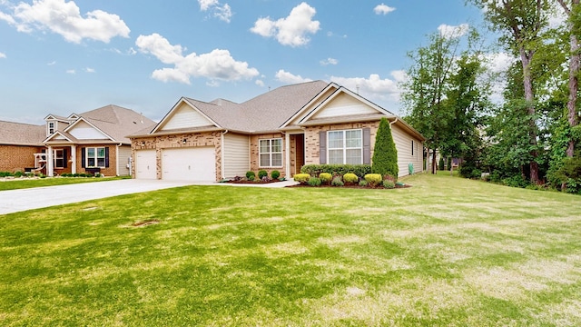 6614 Floral Ct, Murfreesboro, TN 37128 - view of front of property featuring an attached garage, a front lawn, concrete driveway, and brick siding